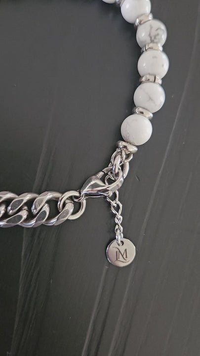 צמיד Marble Howlite & Steel 
